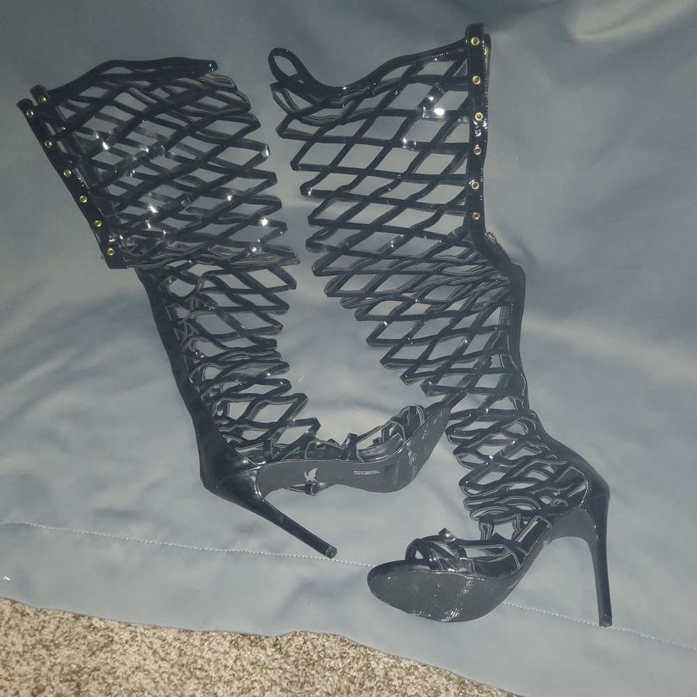 Elegant Black Caged Heels